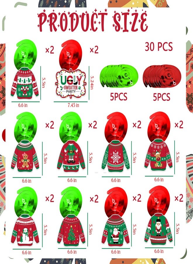 WEEPA 30 Pcs Ugly Sweater Christmas Party Decorations Ugly Sweater Hanging Swirls Christmas Cardboard Cutouts for Bulletin Board Party Decorations - Image 2